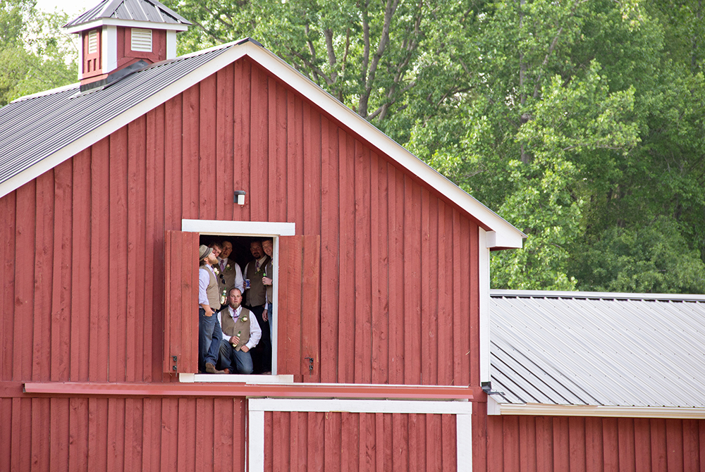 Groom and Groomsmen in Barn